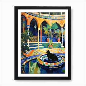 Painting Of A Cat In Tivoli Gardens, Italy In The Style Of Matisse 03 Art Print