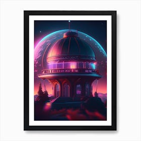 Observatory Neon Nights Space Art Print