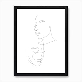 Portrait Of A Woman, line art woman faces Art Print