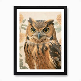 Brown Fish Owl Japanese Painting 5 Art Print