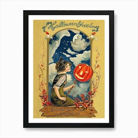 The Moon Witch Is Seen On Halloween Art Print