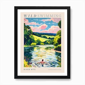 Wild Swimming At River Wye  Herefordshire 2 Poster Art Print