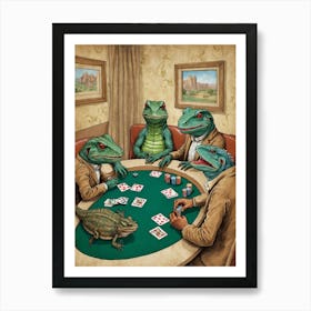 Lizards Playing Poker Art Print