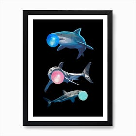 Sharks And Bubbles Art Print