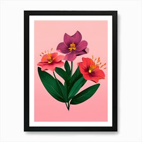 Flowers On A Pink Background 3 Art Print