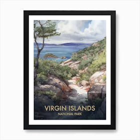 Virgin Islands National Park Watercolour Vintage Travel Poster 4 Art Print
