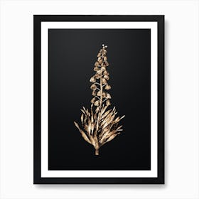 Gold Botanical Persian Lily on Wrought Iron Black Art Print