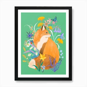 Fox In The Meadow Art Print