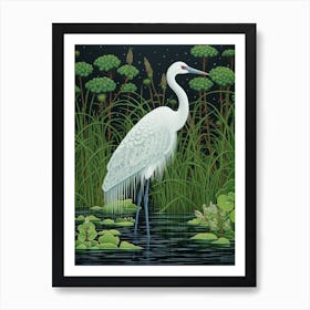 Ohara Koson Inspired Bird Painting Crane 2 Art Print