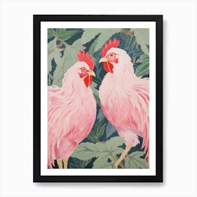 Vintage Japanese Inspired Bird Print Chicken 4 Art Print