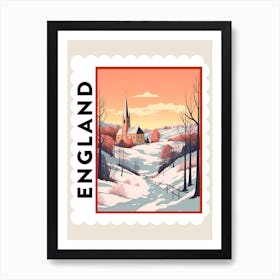 Retro Winter Stamp Poster Cornwall United Kingdom Art Print