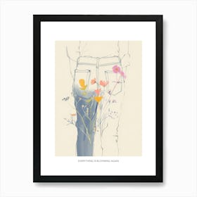 Everything Is Blooming Again Poster Floral Blue Jeans Line Art 7 Art Print