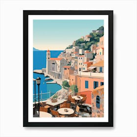 Amalfi Coast, Italy, Graphic Illustration 3 Art Print