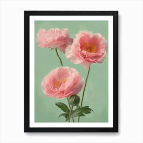 Pink Roses Flowers Acrylic Painting In Pastel Colours 10 Art Print