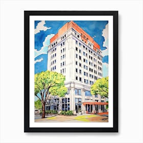 The Post Oak Hotel At Uptown Houston   Houston, Texas   Resort Storybook Illustration 3 Art Print