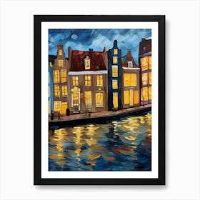 Wall painting print, Amsterdam, Netherlands, landscape art, Van Gogh style, fine art..239 Art Print