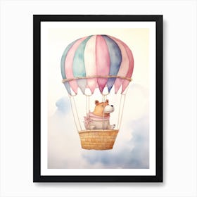 Baby Capybara 5 In A Hot Air Balloon Art Print