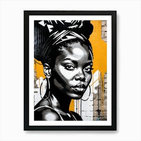 Vintage Graffiti Mural Of Beautiful Black Woman 89 Art Print