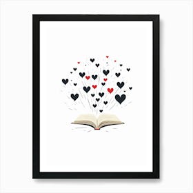 Minimalist Clipart Style Heart Open Book 2 Art Print