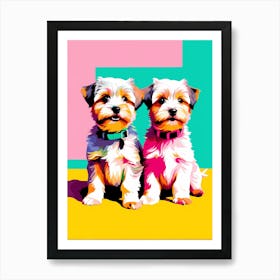 'Dandie Dinmont Terrier Pups', This Contemporary art brings POP Art and Flat Vector Art Together, Colorful Art, Animal Art, Home Decor, Kids Room Decor, Puppy Bank - 45th Art Print