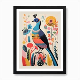 Colourful Scandi Bird Pheasant 6 Art Print