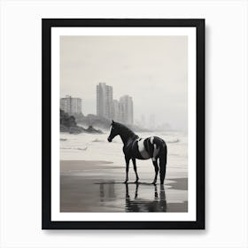 A Horse Oil Painting In Panema Beach, Brazil, Portrait 1 Art Print