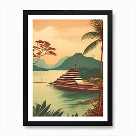 Pulau Kapas Malaysia Vintage Sketch Tropical Destination Art Print