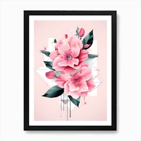 Pink Flowers On A Pink Background 3 Art Print