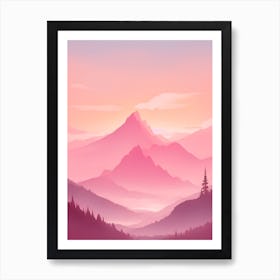 Misty Mountains Vertical Background In Pink Tone 97 Art Print