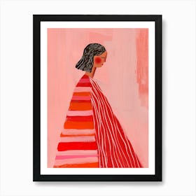 Woman In Red Dress Art Print