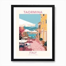 Taormina, Italy, Flat Pastels Tones Illustration 1 Poster Art Print