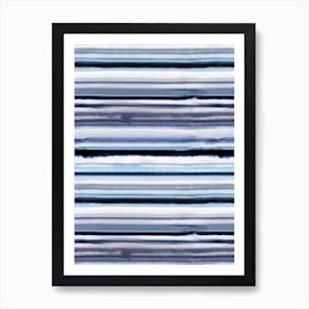 Degrade Stripes Watercolor Navy Art Print