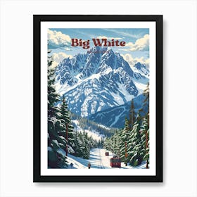 Big White Snow Digital Travel Illustration Art Print