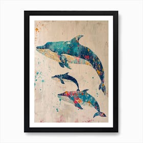 Whimsical Whales Brushstrokes 2 Art Print