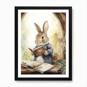 Bunny Reading Rabbit Prints Watercolour 7 Art Print