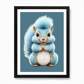 children's room blue squirrel design Art Print