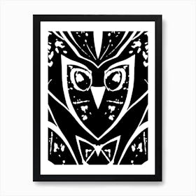Abstract Owl Monotone 1 Art Print