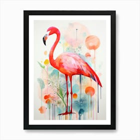 Bird Painting Collage Greater Flamingo 2 Art Print