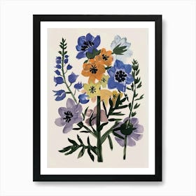 Painted Florals Larkspur 3 Art Print