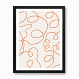 Abstract Lines Brush Strokes Beige Art Print