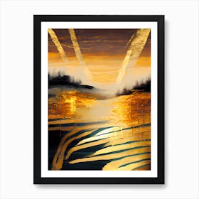 Golden Sunset, Yellow Black Art Print