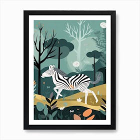 Zebra Jungle Cartoon Illustration 2 Art Print