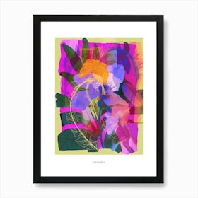 Lisianthus 4 Neon Flower Collage Poster Art Print