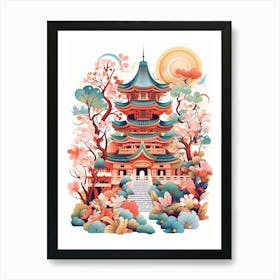 Ninna Ji Temple Japan Modern Illustration  Art Print