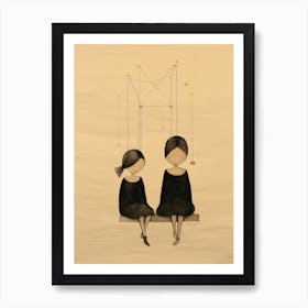 Two Girls On Swings Art Print