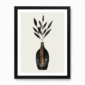 Vase With Leaves 6 Art Print