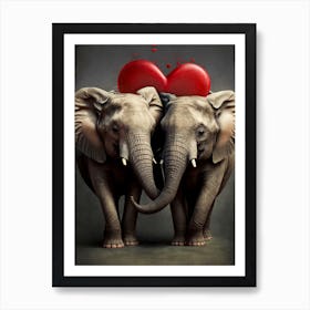 Elephants With Heart Art Print