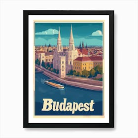 Aihrgdesign A Retro Travel Poster For Budapest Featuring The 4 Art Print