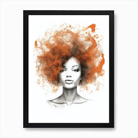 Retro Watercolour Afro Portrait 3 Art Print