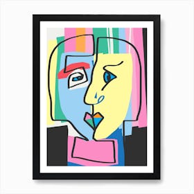 Abstract Colorful Cubism Portrait Art Print